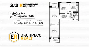 Wohnung 3 zimmer in Babrujsk, Belarus