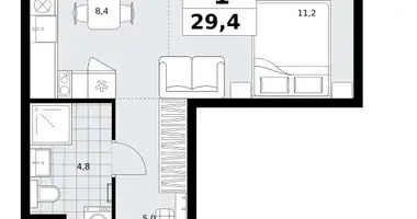 Apartamento 1 habitación en Kommunarka, Rusia
