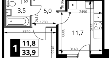 1 room apartment in Khimki, Russia