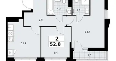 Apartamento 2 habitaciones en Troitsk, Rusia