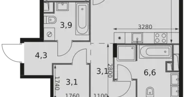 Apartamento 3 habitaciones en Moscú, Rusia