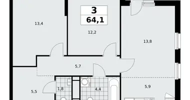 3 room apartment in Kommunarka, Russia