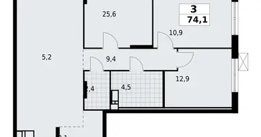 3 room apartment in Krasnoye Selo, Russia