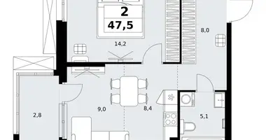 2 room apartment in Kommunarka, Russia