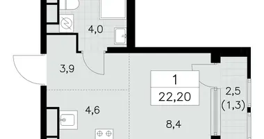 1 room apartment in Moscow, Russia