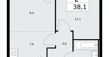 Apartamento 2 habitaciones en Kommunarka, Rusia