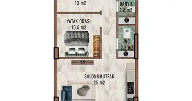 Квартира 3 комнаты в Газипаша, Турция