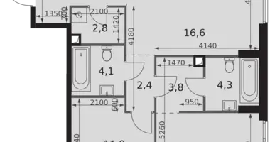 Wohnung 3 zimmer in Moskau, Russland