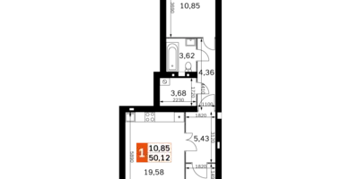 Mieszkanie 2 pokoi w Odincovskij gorodskoj okrug, Rosja