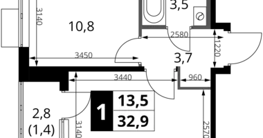 Квартира 1 комната в Химки, Россия