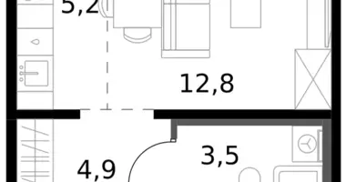 Estudio 1 habitación en Leninsky District, Rusia