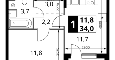 Apartamento 1 habitación en Jimki, Rusia