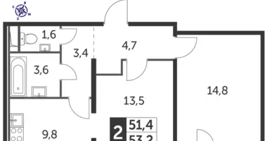 Appartement 2 chambres dans Leninsky District, Russie