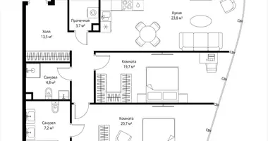 Apartamento 2 habitaciones en Moscú, Rusia