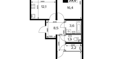 Apartamento 2 habitaciones en Liúbertsy, Rusia