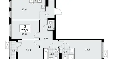 Apartamento 3 habitaciones en Kommunarka, Rusia