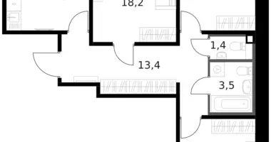Apartamento 3 habitaciones en Moscú, Rusia