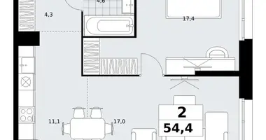 Apartamento 2 habitaciones en Kommunarka, Rusia