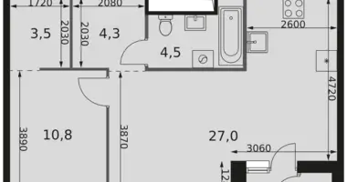 2 room apartment in Moscow, Russia
