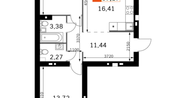 Wohnung 2 zimmer in Rajon Odinzowo, Russland