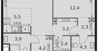 2 room apartment in Moscow, Russia