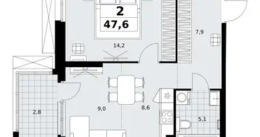 2 room apartment in Kommunarka, Russia