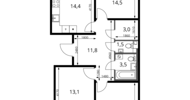 Apartamento 3 habitaciones en Jimki, Rusia