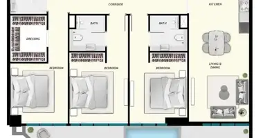 3 bedroom apartment in Dubai, United Arab Emirates