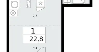 1 room apartment in Kommunarka, Russia