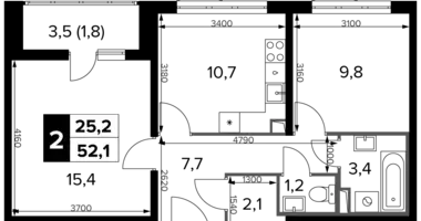 Appartement 2 chambres dans Leninsky District, Russie