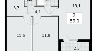 Apartamento 2 habitaciones en Krasnoye Selo, Rusia