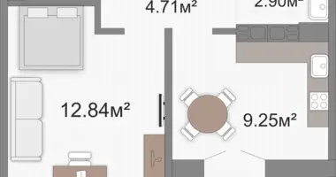 Apartamento 1 habitación en Viazan, Belarús
