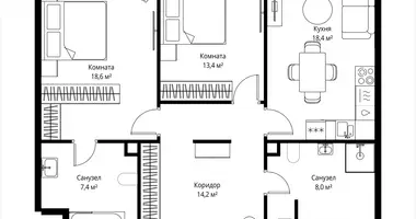 Wohnung 2 zimmer in Moskau, Russland