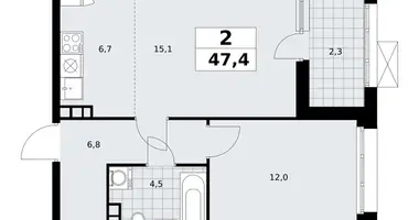 2 room apartment in Kommunarka, Russia