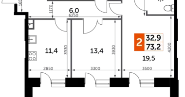 Apartamento 2 habitaciones en Moscú, Rusia