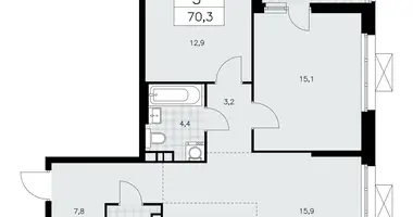 Apartamento 3 habitaciones en Kommunarka, Rusia