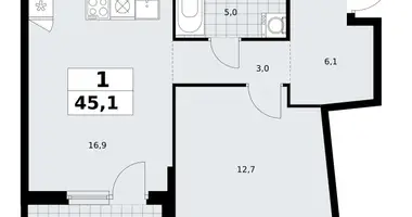 1 room apartment in Troitsk, Russia