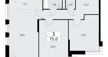 Квартира 3 комнаты в район Внуково, Россия