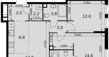 3 room apartment in Moscow, Russia