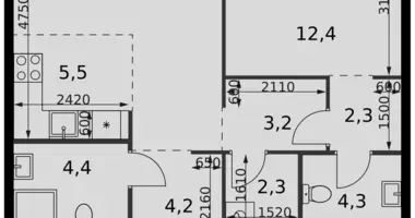 Mieszkanie 2 pokoi w Moskwa, Rosja