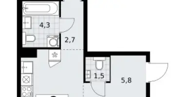 2 room apartment in Troitsk, Russia