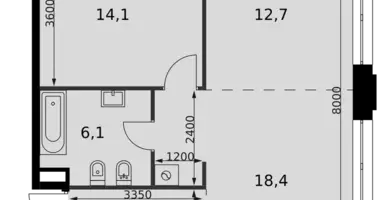 Wohnung 2 zimmer in Moskau, Russland