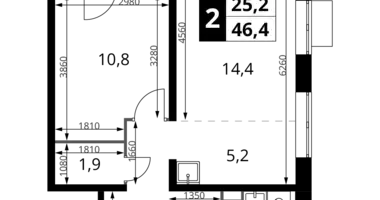 2 room apartment in Sapronovo, Russia