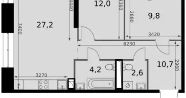 Wohnung 2 zimmer in Moskau, Russland