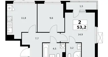 Квартира 2 комнаты в район Коммунарка, Россия