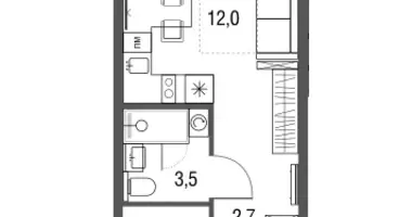 1 room apartment in Moscow, Russia
