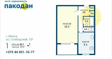 1 room apartment in Minsk, Belarus