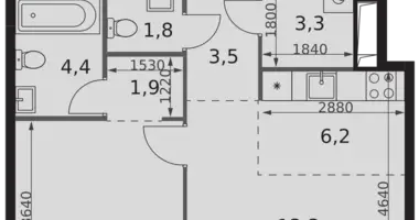 2 room apartment in Moscow, Russia