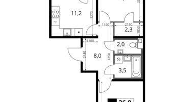 Apartamento 2 habitaciones en Jimki, Rusia