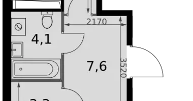 2 room apartment in Moscow, Russia